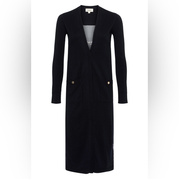 L'AGENCE Lesia Silk Back Long line Cardigan Duster Black Grunge maximalist xs - Picture 4 of 15